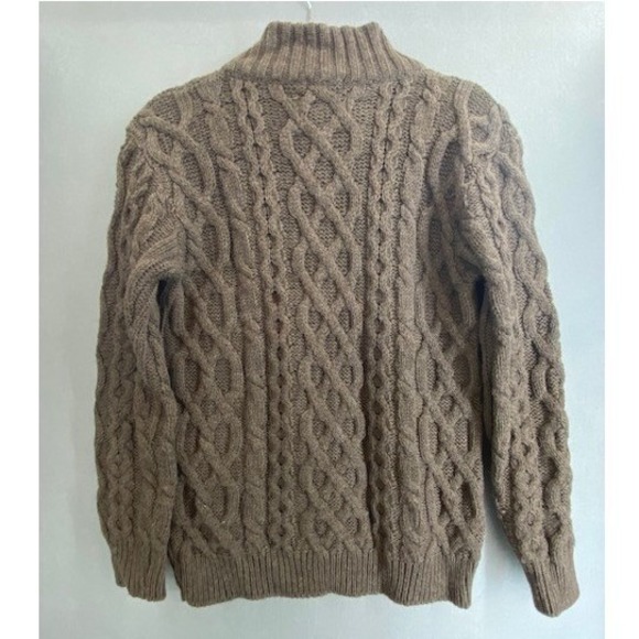 Peregrine Mens M Wool Cable Knit Fisherman Sweater Brown Button Neck England - Picture 7 of 8
